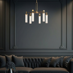 Żyrandol Wynwood - 6 źródeł światła - Vintage mosiądz