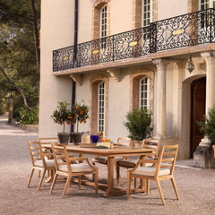 Krzesło do jadalni Eichholtz Hera naturalny teak flores off-white