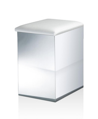 Stołek i kosz na bieliznę Decor Walther nierdzewny stal polerowana Sztuczna skóra biała