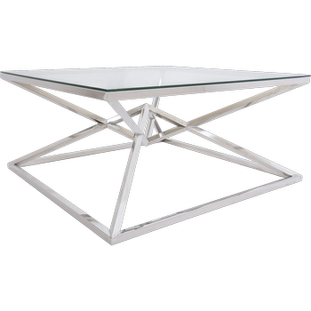 STOLIK KAWOWY GRAND - SREBRNY - 100 x 100 x 47 CM - MY HONEY HOME