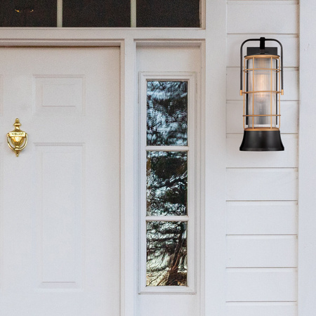 Średnia latarnia naścienna Rivamar - 1 źródło światła - Brązowo-złota