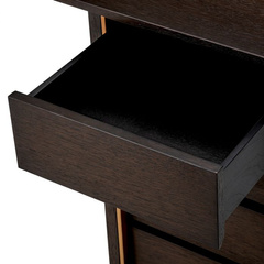 Biurko Eichholtz Del Rio w kolorze dębu mokka, wykończone szczotkowanym mosiądzem