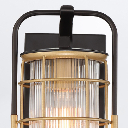 Mała latarnia naścienna Rivamar - 1 źródło światła - Brązowo-złota