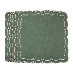 HAFTOWANE SERWETKI GREEN PETALI - 6 SZT. - 38.5 x 38.5 CM - ROSEBERRY HOME - MY HONEY HOME