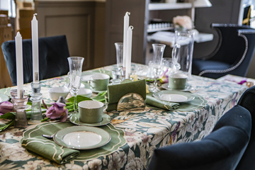 HAFTOWANE PODKŁADKI GREEN PETALI - 6 SZT. - ⌀ 38.5 CM - ROSEBERRY HOME - MY HONEY HOME