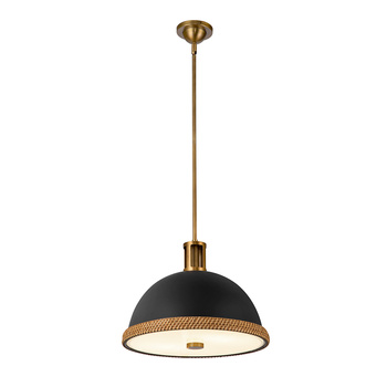 Lampa wisząca Doral - 2 źródła światła - Matowa czerń, vintage mosiądz