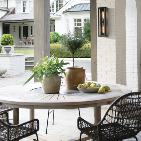 Latarnia naścienna Shaw - 2 źródła światła - Czarny, oksydowany brąz