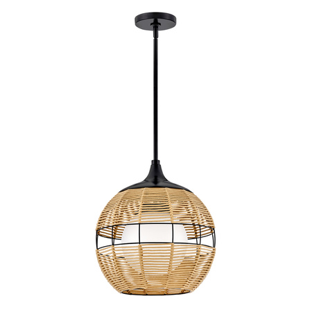 Mała lampa wisząca Maddox - 1 źródło światła - Czarny, karmelowy beż