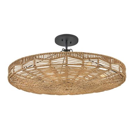 Lampa wisząca Ophelia - 6 źródeł światła - Czarny, karmelowy beż