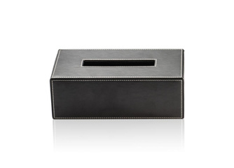 Pudełko na chusteczki prostokątne Decor Walther Sztuczna skóra czarna