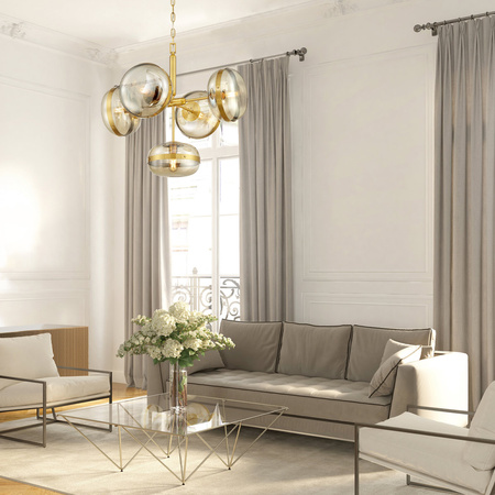 Żyrandol Nottingham - 5 źródeł światła - Antyczny mosiądz