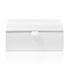 Duże pudełko z pokrywką Decor Walther Sztuczna skóra biała