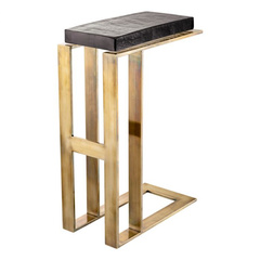 Stolik boczny Eichholtz Pierre vintage brass finish clear glass