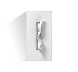 Pudełko na chusteczki prostokątne Decor Walther Sztuczna skóra biała