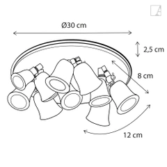 Lampa kierunkowa Authentage Fleure Twin na okrągłym talerzu - duża