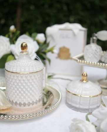 ŚWIECA ZAPACHOWA GRAND WHITE ART DECO CANDLE  COTE NOIRE 17x10cm - MY HONEY HOME