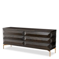 Komoda Denver mocha oak veneer brushed brass finish