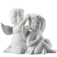 Para aniołów średnich z kwiatami