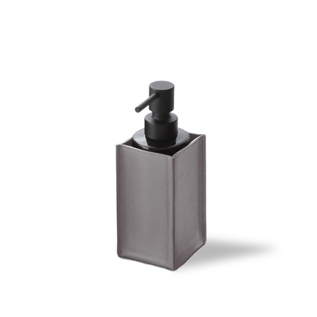 Dozownik mydła Decor Walther NAPPA Skóra naturalna smoke-grey szkło butelkowa czerń / Pump Czarny mat