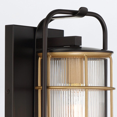 Średnia latarnia naścienna Rivamar - 1 źródło światła - Brązowo-złota