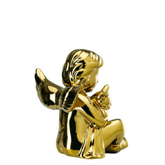 Anioł średni z kotem ZŁOTY