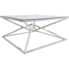 STOLIK KAWOWY GRAND - SREBRNY - 100 x 100 x 47 CM - MY HONEY HOME