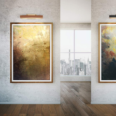 Średnia obrazówka LED Valise Picture - Vintage mosiądz, skóra koniakowa