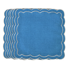 HAFTOWANE SERWETKI BLUE PETALI - 6 SZT. - 38.5 x 38.5 CM - ROSEBERRY HOME - MY HONEY HOME