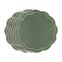 HAFTOWANE PODKŁADKI GREEN PETALI - 6 SZT. - ⌀ 38.5 CM - ROSEBERRY HOME - MY HONEY HOME
