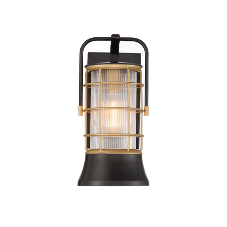 Mała latarnia naścienna Rivamar - 1 źródło światła - Brązowo-złota