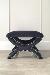 GRANATOWA PUFA TAPICEROWANA  60X40X42CM - MY HONEY HOME