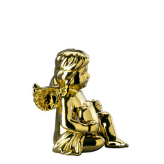 Anioł średni z kotem ZŁOTY