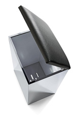 Stołek i kosz na bieliznę Decor Walther nierdzewny stal polerowana Sztuczna skóra czarna