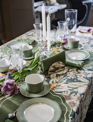 HAFTOWANE PODKŁADKI GREEN PETALI - 6 SZT. - ⌀ 38.5 CM - ROSEBERRY HOME - MY HONEY HOME