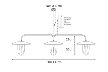 Lampa wisząca Authentage Elébase multiple na rurze