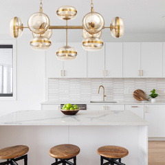 Lampa wyspowa Nottingham - 10 źródeł światła - Antyczny mosiądz