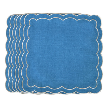 HAFTOWANE SERWETKI BLUE PETALI - 6 SZT. - 38.5 x 38.5 CM - ROSEBERRY HOME - MY HONEY HOME