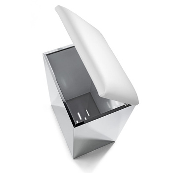 Stołek i kosz na bieliznę Decor Walther nierdzewny stal polerowana Sztuczna skóra biała