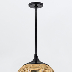 Mała lampa wisząca Maddox - 1 źródło światła - Czarny, karmelowy beż