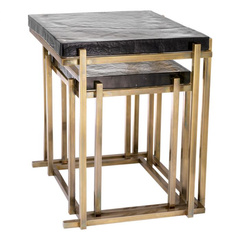 Stolik boczny Niemeyer vintage brass finish set of 2