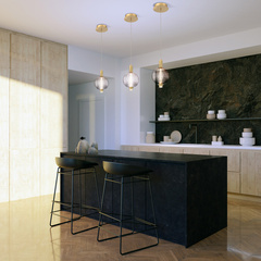 Mała lampa wisząca Palmas - 1 źródło światła - Szczotkowane złoto