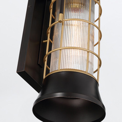 Średnia latarnia naścienna Rivamar - 1 źródło światła - Brązowo-złota