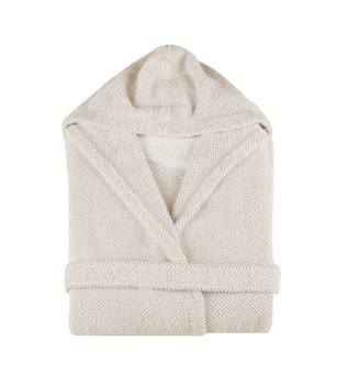 Szlafrok kąpielowy (Z Kapturem) Graccioza Linen Waffle S Natural