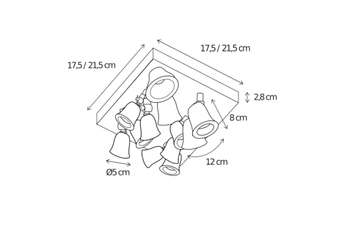 Lampa kierunkowa Authentage Fleure Twin na kwadratowej podstawie - duża
