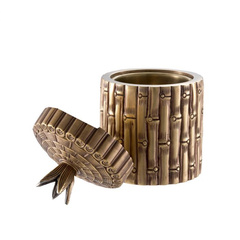 Pudełko Bamboo okrągłe z mosiężnym wykończeniem