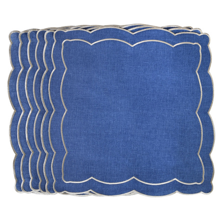 HAFTOWANE SERWETKI BLUE ONDE - 6 SZT. - 38.5 x 38.5 CM - ROSEBERRY HOME - MY HONEY HOME