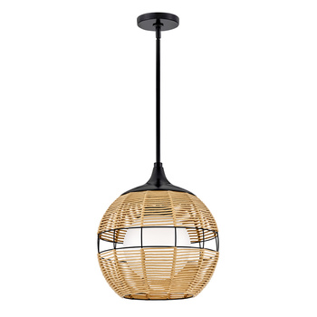 Mała lampa wisząca Maddox - 1 źródło światła - Czarny, karmelowy beż