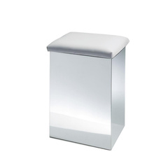 Stołek i kosz na bieliznę Decor Walther nierdzewny stal polerowana Sztuczna skóra biała