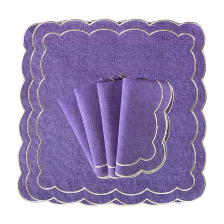 HAFTOWANE SERWETKI PURPLE PETALI - 6 SZT. - 38.5 x 38.5 CM - ROSEBERRY HOME - MY HONEY HOME