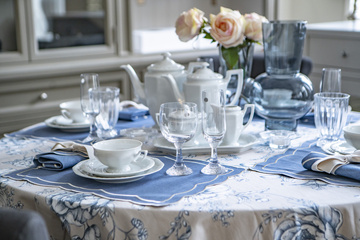 HAFTOWANE PODKŁADKI BLUE ONDE - 6 SZT. - 47 x 34 CM - ROSEBERRY HOME - MY HONEY HOME